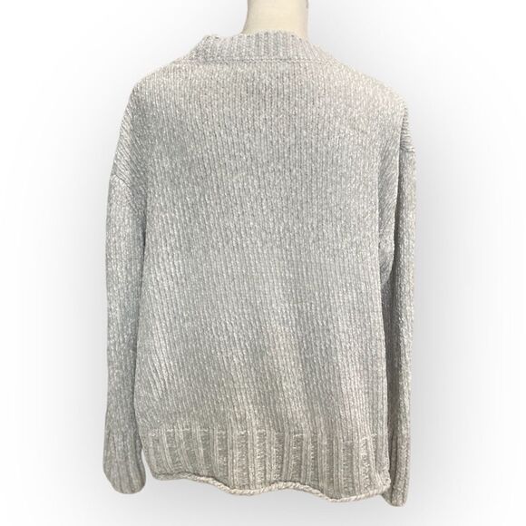 💛 Cynthia Rowley Chenille Knit Light Gray Sweater - Picture 2 of 4